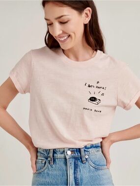 David Bowie 'Let's Dance' Light Pink Graphic Tee In Veiled Rose Size Small